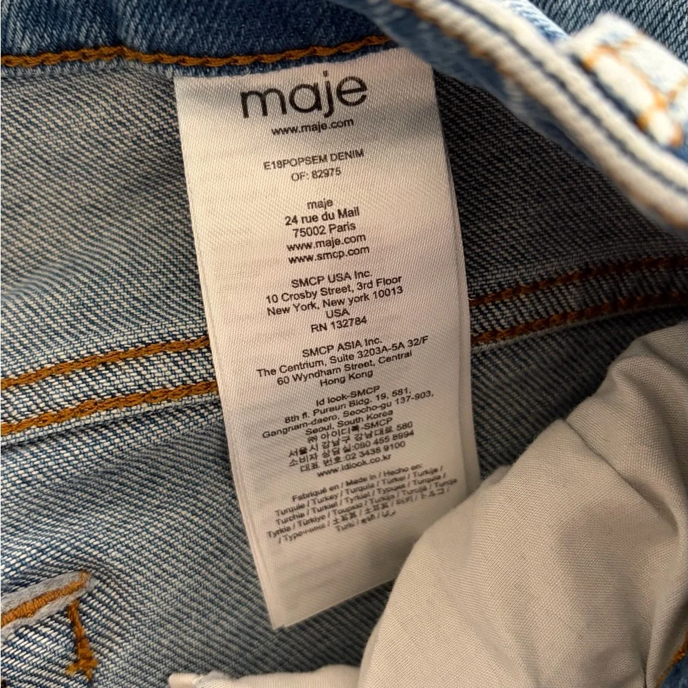 Maje Medium Blue Ankle Button-Hem 5 pocket Crop Jeans size EU 36.